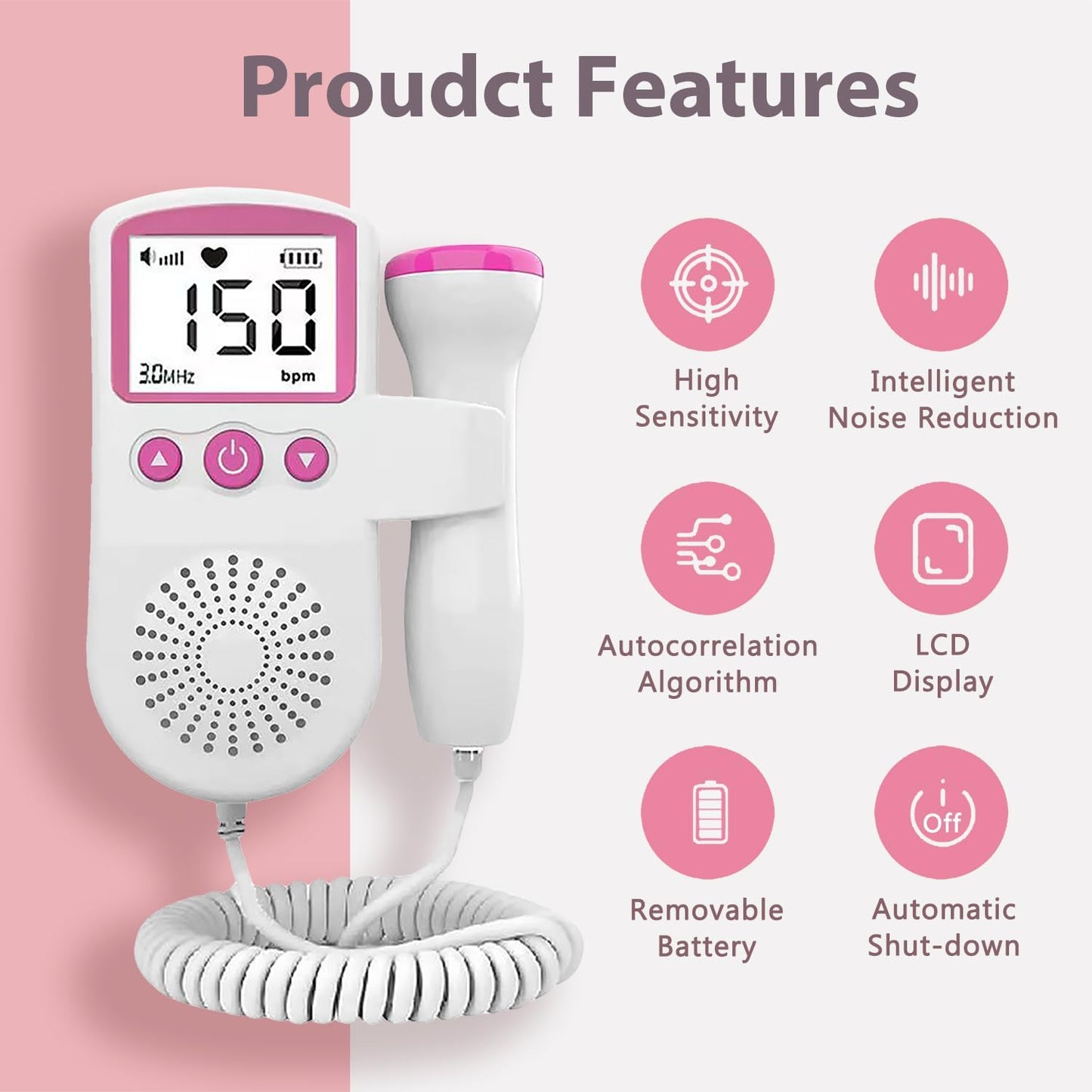 Baby Heartbeat Detector | Portable Home Fetal Doppler 💖 Lightweight Maternity Must-Have 🌟 Easy Carry Pregnancy Tracker