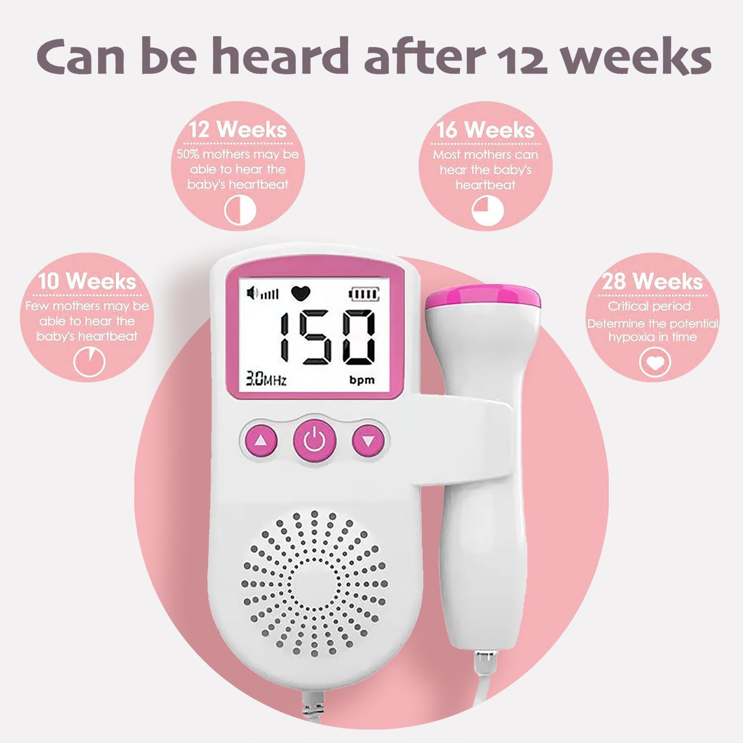 Baby Heartbeat Detector | Portable Home Fetal Doppler 💖 Lightweight Maternity Must-Have 🌟 Easy Carry Pregnancy Tracker
